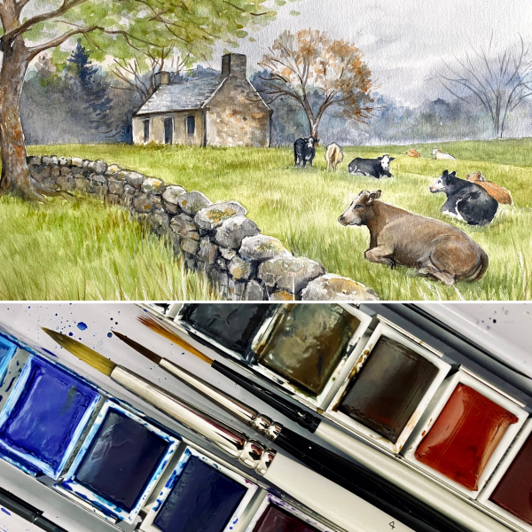 Croft and Cows watercolour mini course