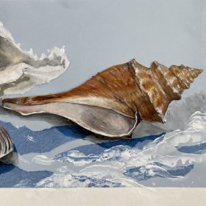 sea shell mixed media art class demo