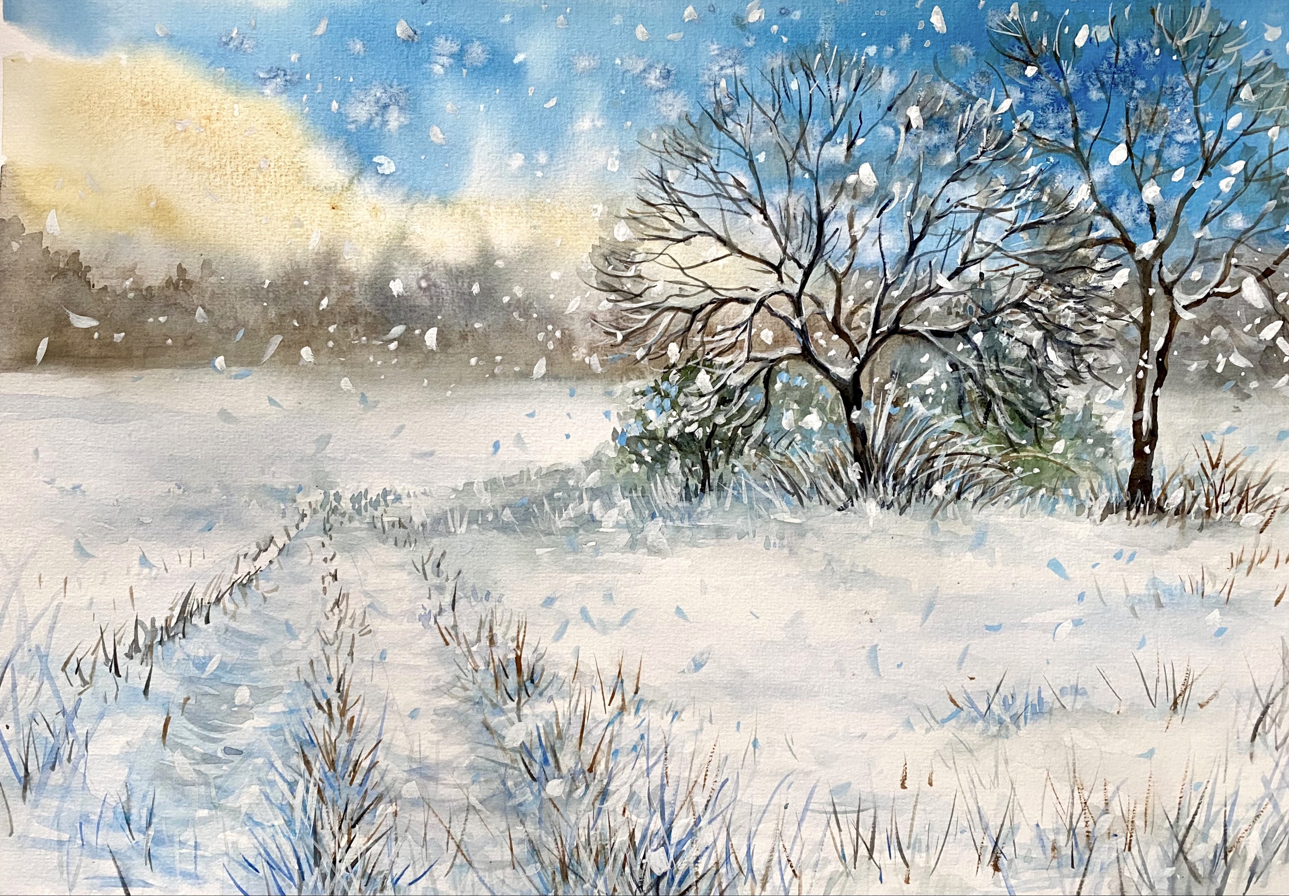 Winterscape Watercolour Winterscape Watercolour